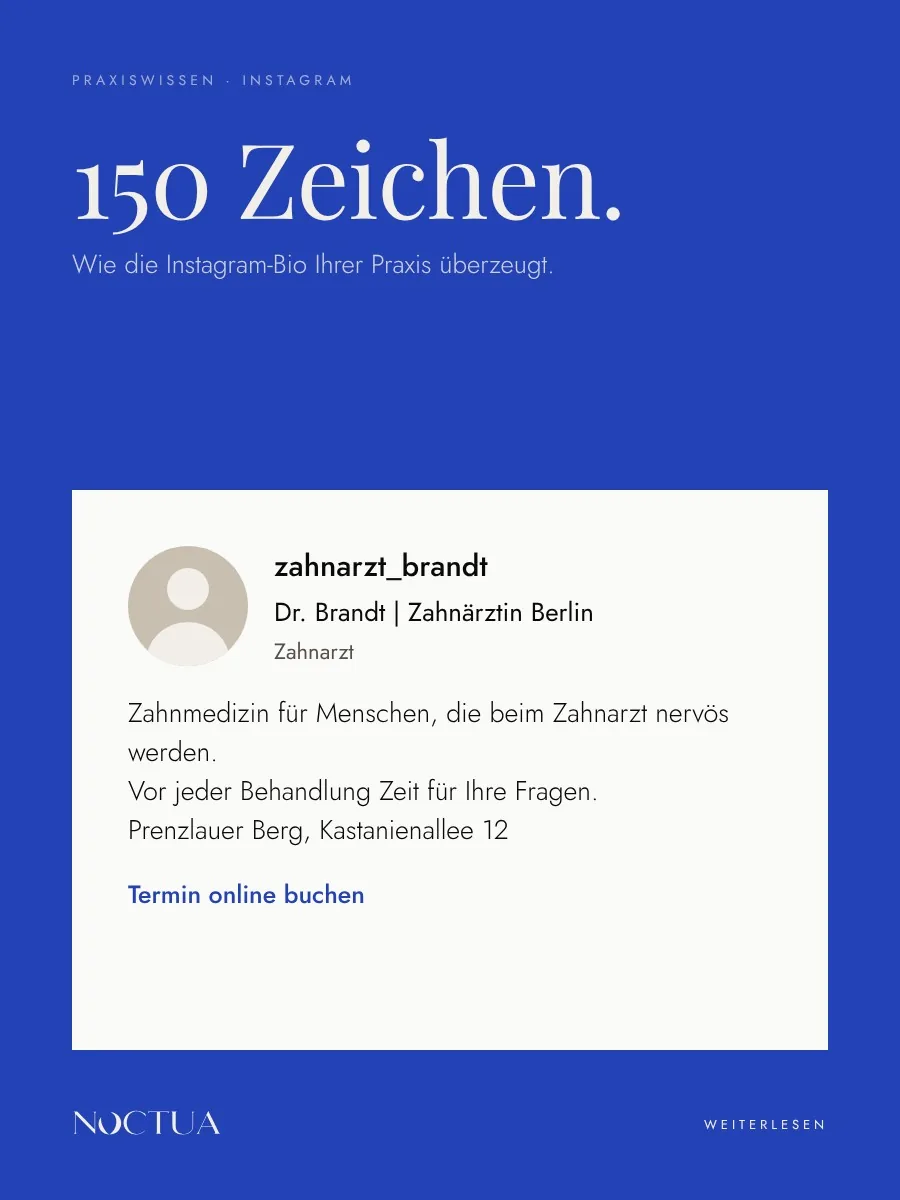 Instagram-Bio einer Zahnarztpraxis als Beispiel